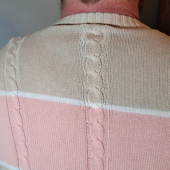 Vintage 90s Damon Pastel Stripe Cable Knit Sweater Mens 2XLT Fisherman Heritage - Picture 3 of 10